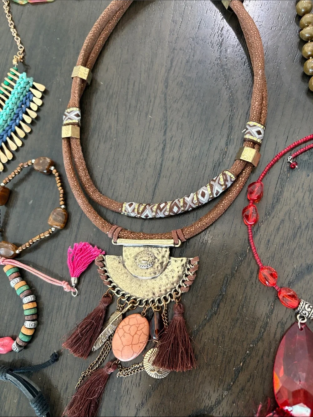 Boho Mixed-Color Statement Necklace Collection - Multi - Picture 6 of 10